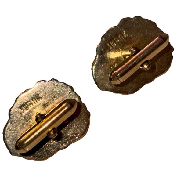 MCM Swank Glass Yellow Lava Cufflinks & Tie Tack Vintage Set - Picture 8 of 8